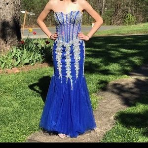 Royal blue,mermaid fit prom dress only worn once.